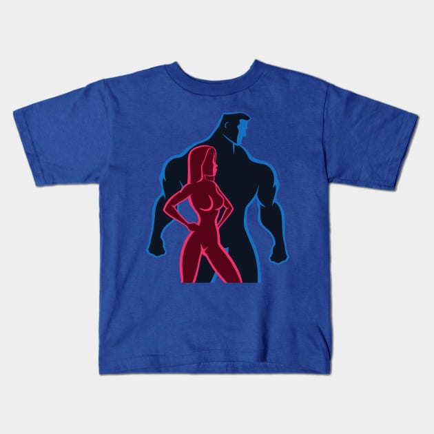 Gym couple Kids T-Shirt by TheDesigNook